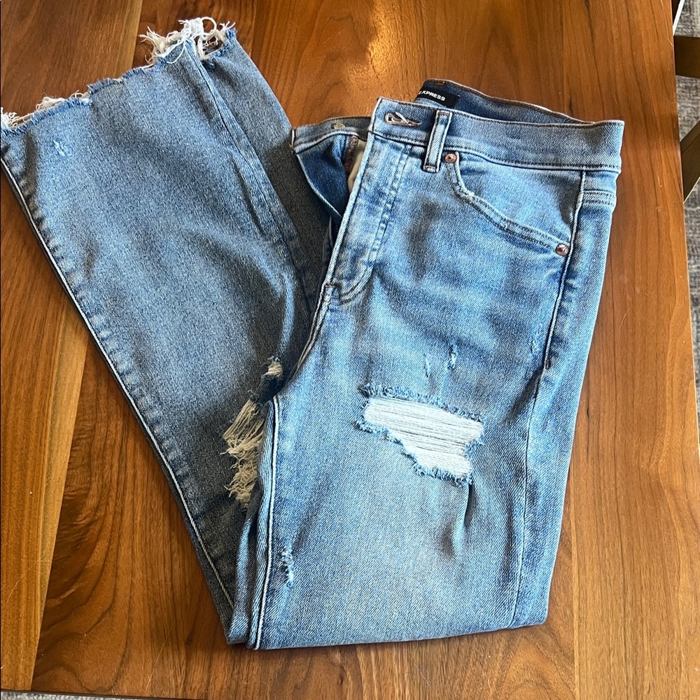 Express Distressed Denim Boyfriend Jeans